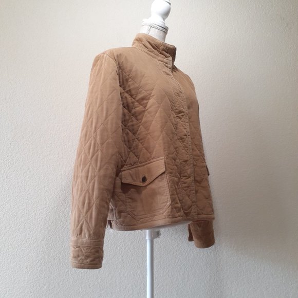 Eddie Bauer Tan Quilted Jacket with Orange Lining - Picture 4 of 14